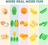 88Pcs Cutting Play Food Sets for Kids, Pretend Play Kitchen Toys Accessories Educational Toy Food with Storage Basket