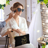 27 Pcs Bridesmaid Proposal Gift Bride Cosmetic Makeup Bags Bridal Hair Scrunchies Ties Heart Shape Sunglasses for Wedding Bachelorette Party Favor(Black, White)