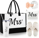 Bride Tote Bag Bride Gifts Set 5 Pcs Makeup Bag Bride Stainless Tumbler Cup Bride Slippers White Hair Tie Slippers for Bridal Shower Bachelorette Party Wedding Day Gifts for Bride (Fresh)