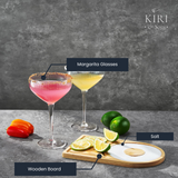 Margarita Glass, Salt & Board Gift Set - Includes 2 Ribbed 12oz Stemmed Glasses, Chili & Regular Salt, Wooden Rimmer Board, Beautiful Gift Box - Gifts for Margarita Lovers, Cocktail Parties, Holiday-3