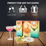 Margarita Glass, Salt & Board Gift Set - Includes 2 Ribbed 12oz Stemmed Glasses, Chili & Regular Salt, Wooden Rimmer Board, Beautiful Gift Box - Gifts for Margarita Lovers, Cocktail Parties, Holiday-1