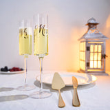 Wedding, Bridal Mr & Mrs Champagne Flutes Gift | Set of 2 | Crystal Champagne Flutes for Him and Her, Valentine's Day, Housewarming Gifts, Engagement Shower Gift for Bride and Groom GIFT BOX (Gold)-2