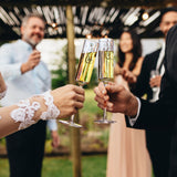 Wedding, Bridal Mr & Mrs Champagne Flutes Gift | Set of 2 | Crystal Champagne Flutes for Him and Her, Valentine's Day, Housewarming Gifts, Engagement Shower Gift for Bride and Groom GIFT BOX (Gold)-1