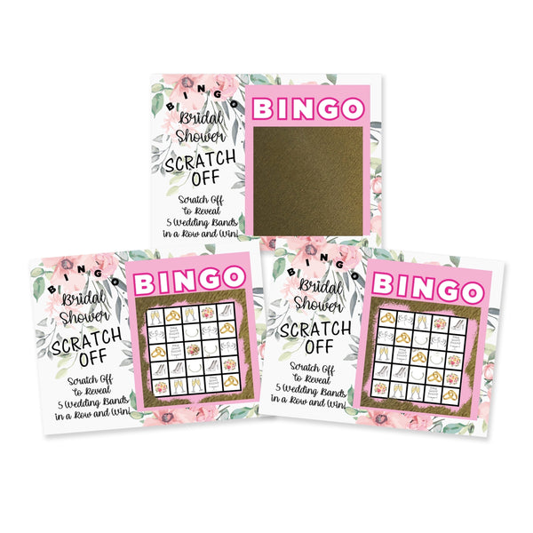 BINGO Bridal Shower Pink Floral Scratch-Off Card Game, 26 Pack