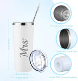 Bride Tote Bag Bride Gifts Set 5 Pcs Makeup Bag Bride Stainless Tumbler Cup Bride Slippers White Hair Tie Slippers for Bridal Shower Bachelorette Party Wedding Day Gifts for Bride (Fresh)