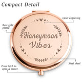 Honeymoon Gifts for Newlyweds Bride Mrs, Personalized Engraved Compact Mirror